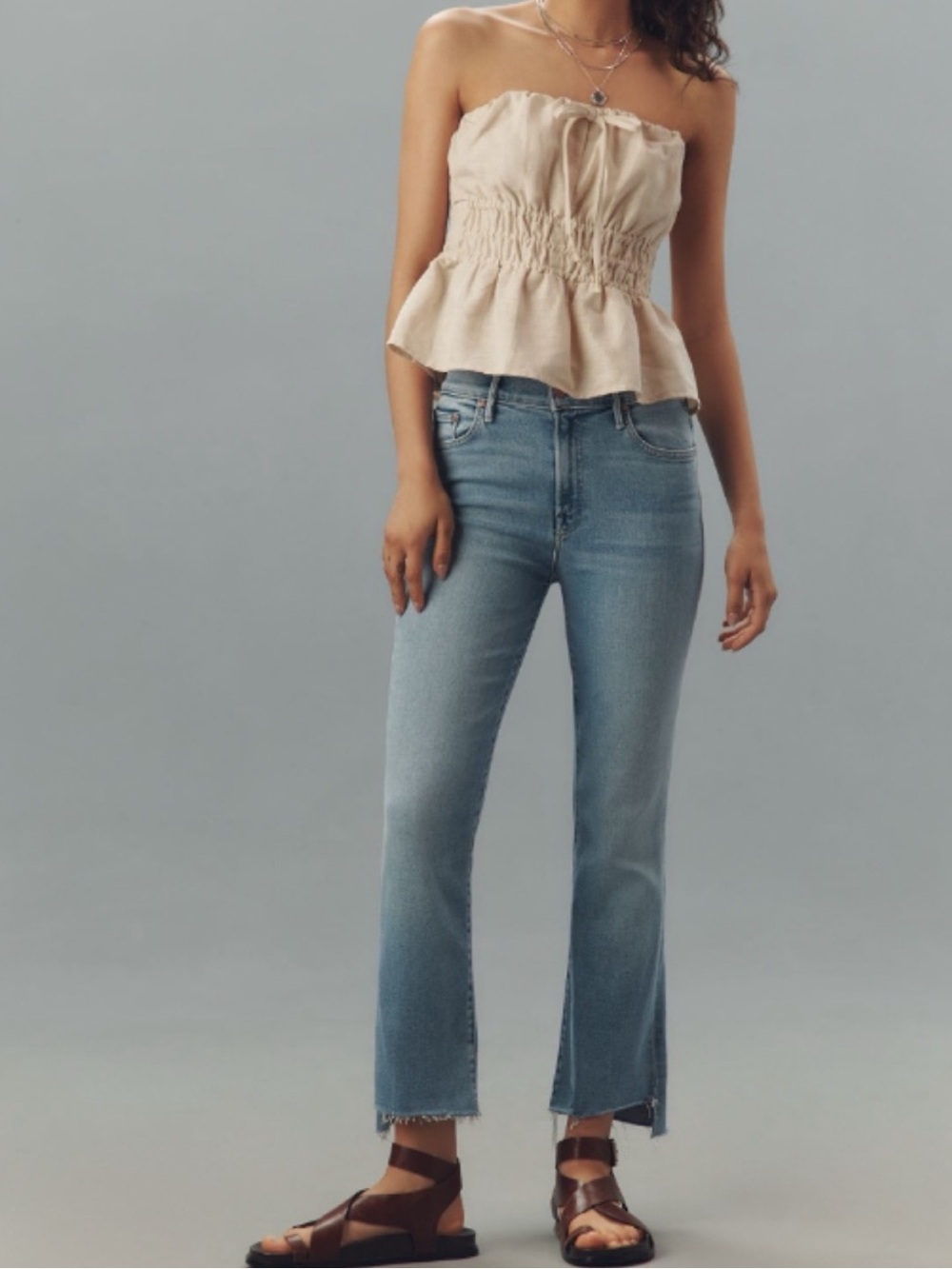 NWT MOTHER The Insider Crop Step Fray Jeans BLESSING IN DISGUISE, size 32 - Picture 3 of 17